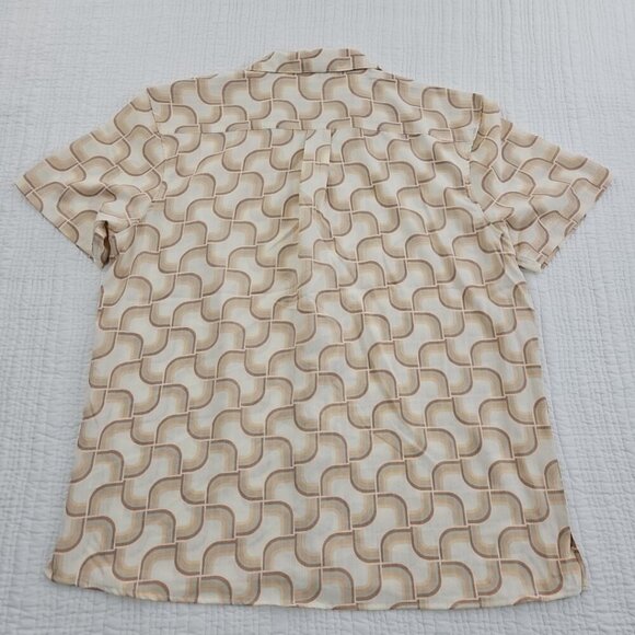 Ike Behar Crepe Shirt Men's XL Ecru and Blue Mod Short Sleeve Button Up NWT - Picture 11 of 15